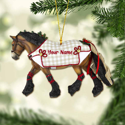 Christmas Horse - Personalized Christmas Horse Ornament (Printed On Both Sides)