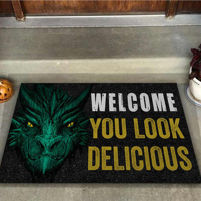 Welcome You Look Delicious - Dragon Doormat