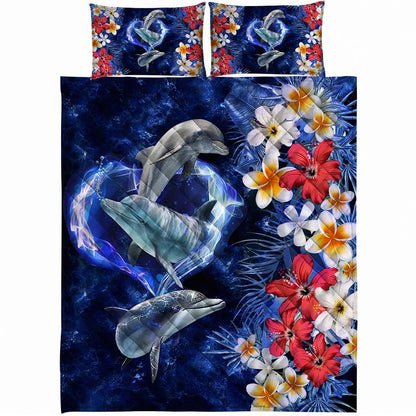 The Ocean Is Calling - Dolphin Quilt Bed Set