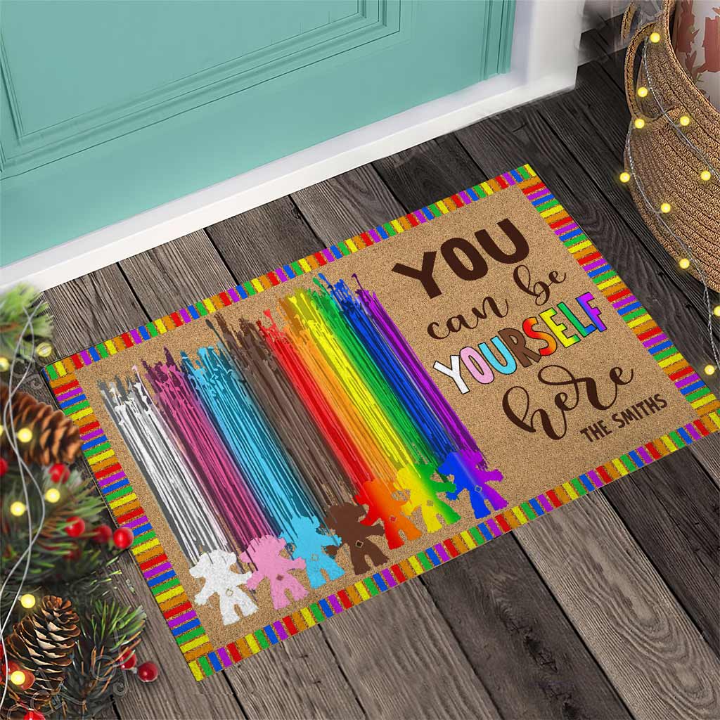 You Can Be Yourself Here - Personalized LGBT Support Doormat