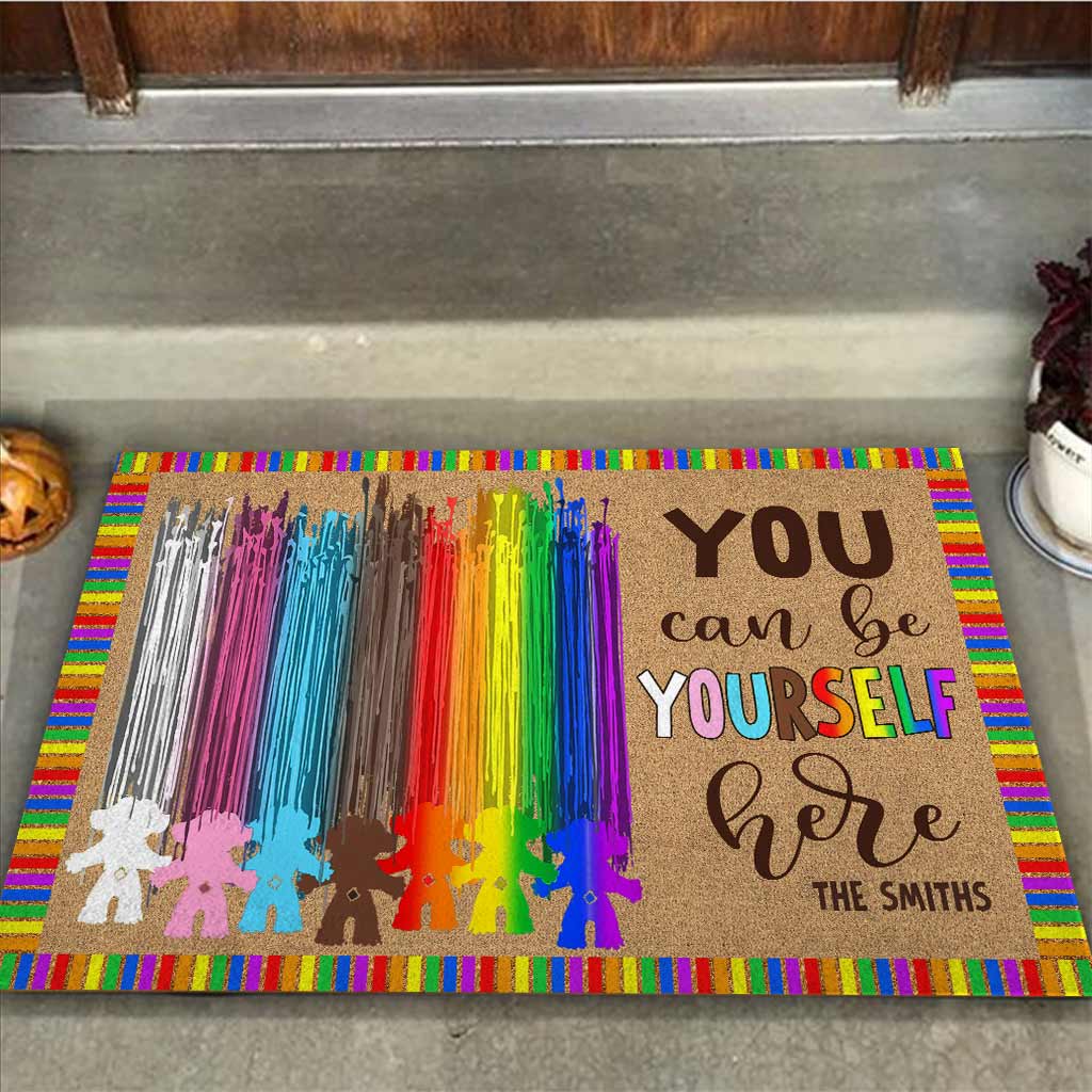 You Can Be Yourself Here - Personalized LGBT Support Doormat