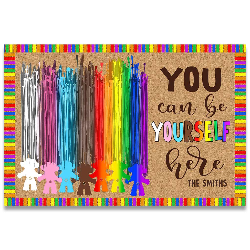 You Can Be Yourself Here - Personalized LGBT Support Doormat