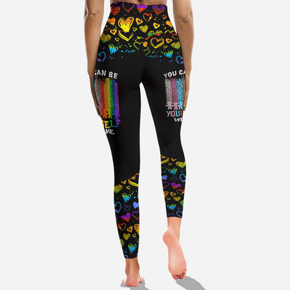 You Can Be Yourself With Me - LGBT Support Cross Tank Top and Leggings