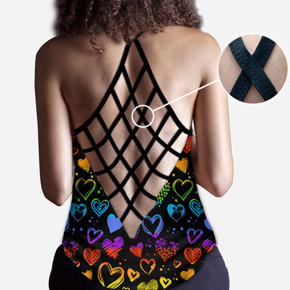 You Can Be Yourself With Me - LGBT Support Cross Tank Top and Leggings