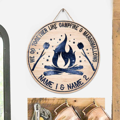 We Go Together - Camping Personalized Round Wood Sign