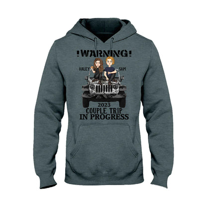 Warning Couple Trip - Personalized Couple Car T-shirt and Hoodie