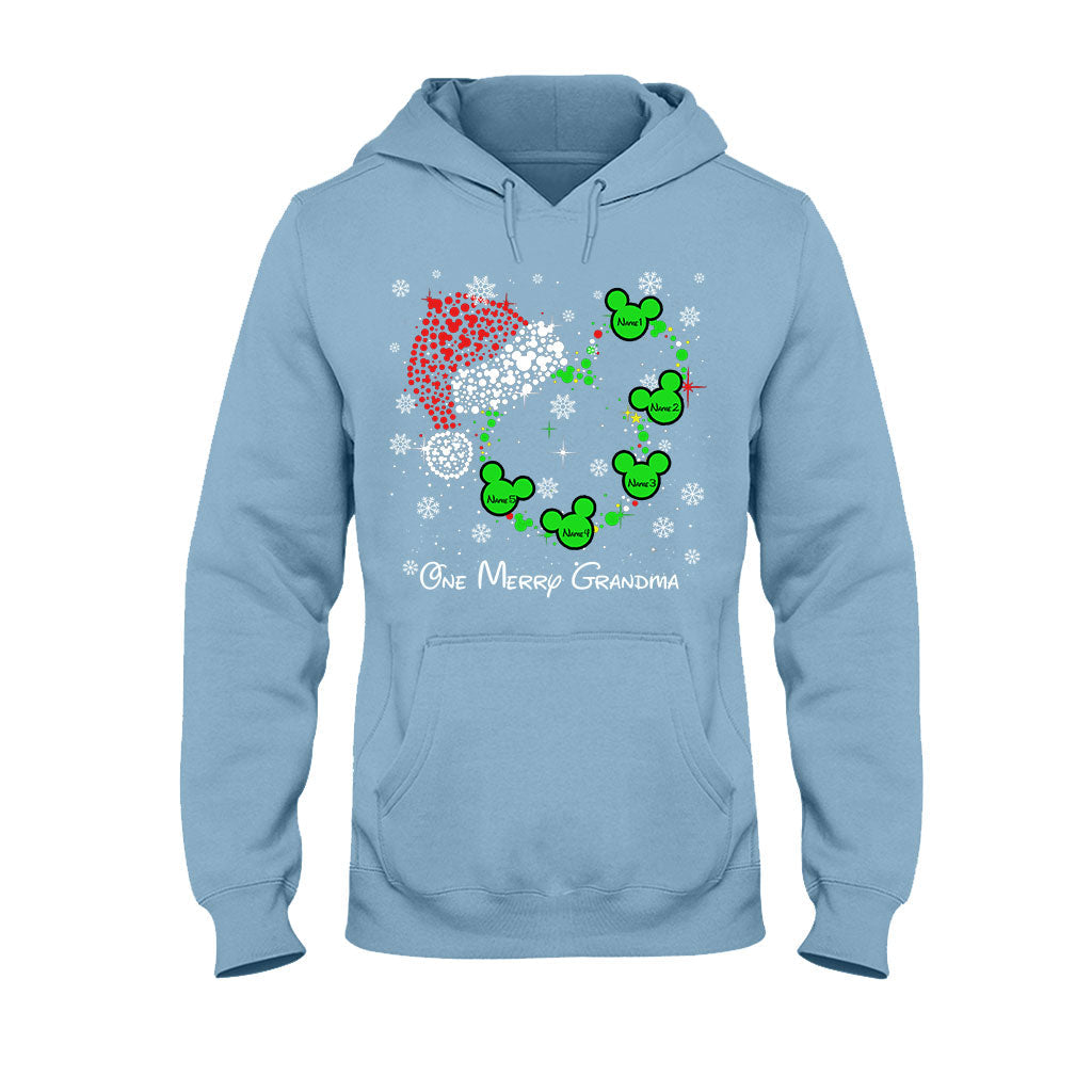 One Merry Grandma - Personalized Christmas Grandma T-shirt and Hoodie