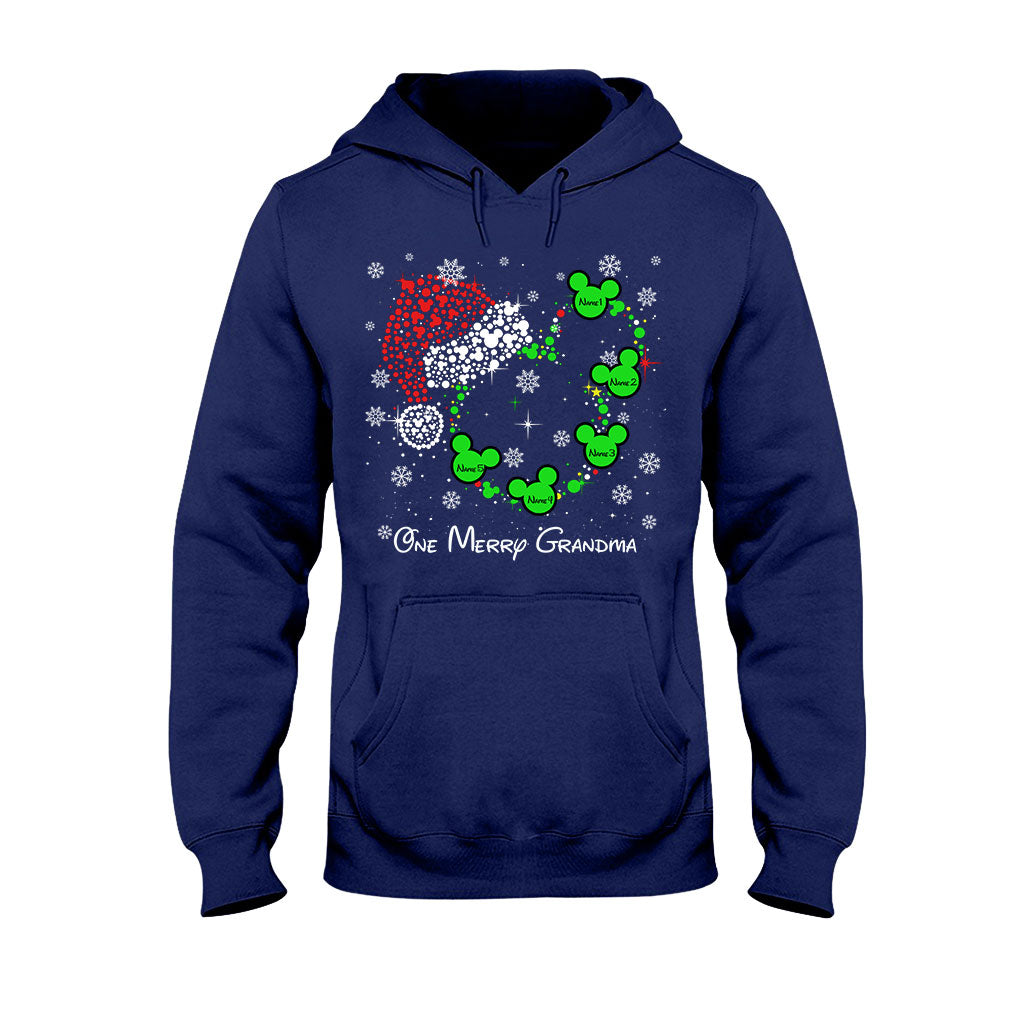 One Merry Grandma - Personalized Christmas Grandma T-shirt and Hoodie