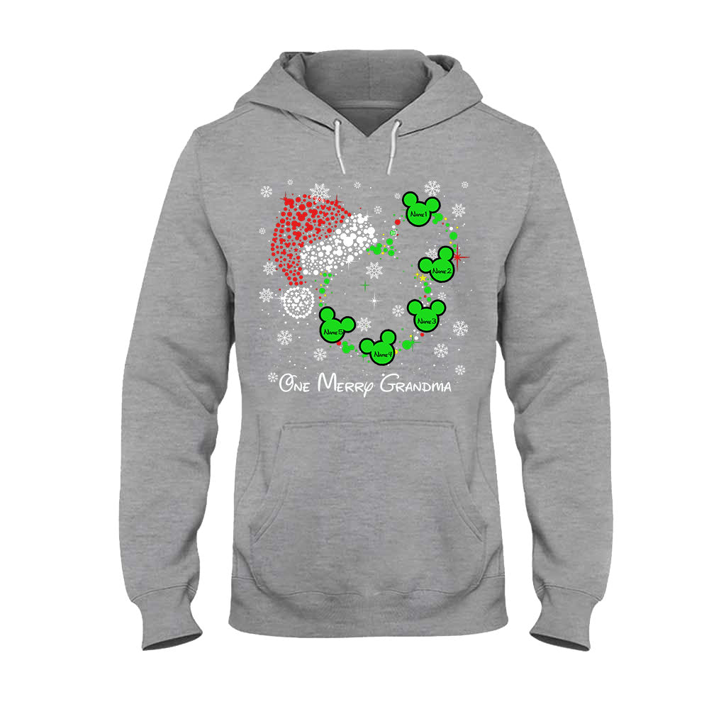 One Merry Grandma - Personalized Christmas Grandma T-shirt and Hoodie