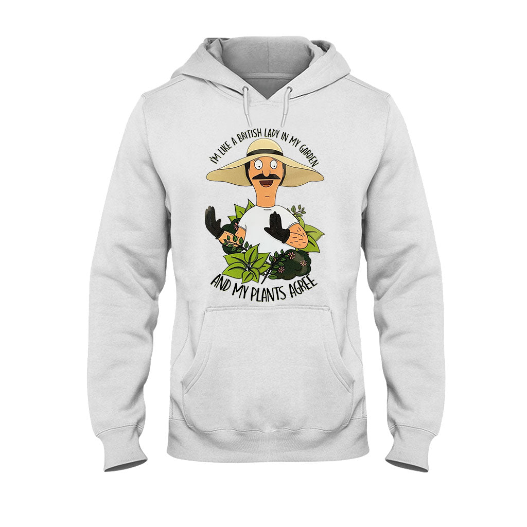 British Lady in Garden T-shirt and Hoodie