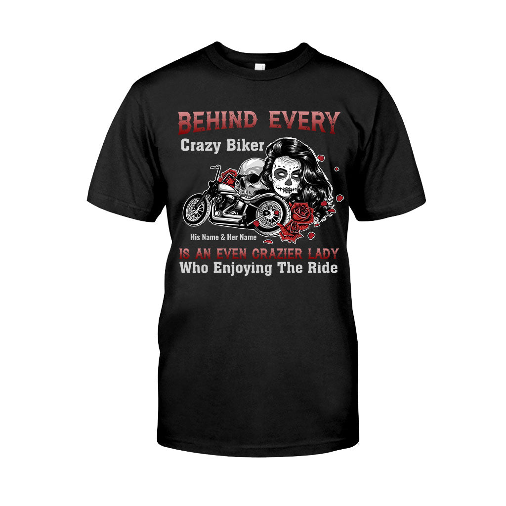 Behind Every Crazy Biker Motorcycle Couple - Personalized T-shirt and Hoodie