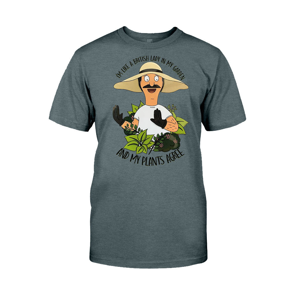 British Lady in Garden T-shirt and Hoodie