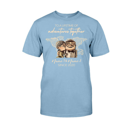 To A Lifetime Of Adventures Together - Personalized Couple Travelling T-shirt and Hoodie