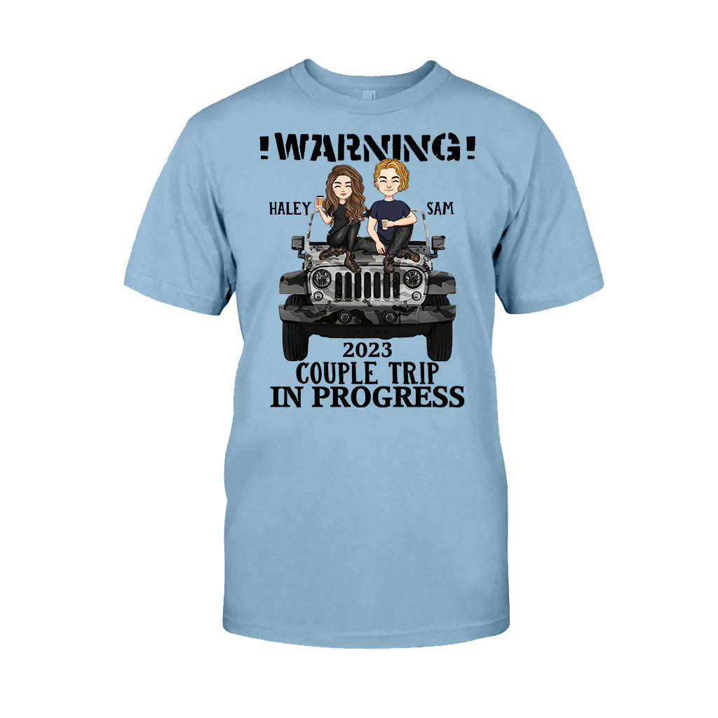 Warning Couple Trip - Personalized Couple Car T-shirt and Hoodie