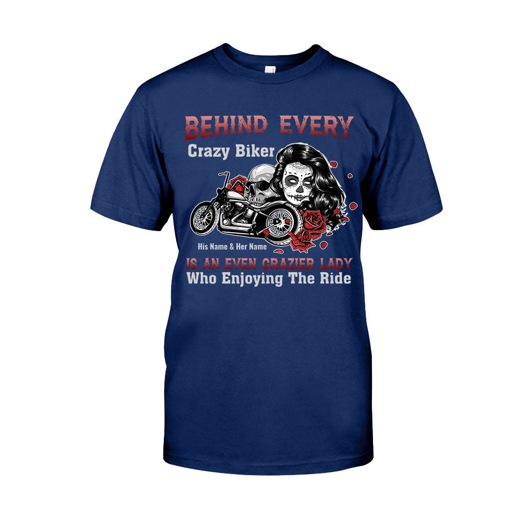 Behind Every Crazy Biker Motorcycle Couple - Personalized T-shirt and Hoodie