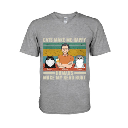 Cats Make Me Happy - Personalized Father's Day T-shirt and Hoodie