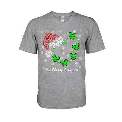 One Merry Grandma - Personalized Christmas Grandma T-shirt and Hoodie