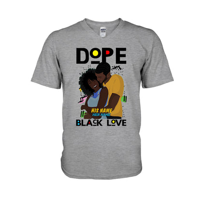 Dope Black Love Afro Couple - Personalized African American T-shirt and Hoodie