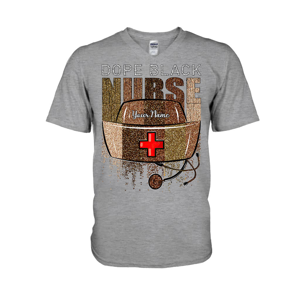 Dope Black Nurse - Personalized T-shirt and Hoodie With Faux Glitter Pattern Print