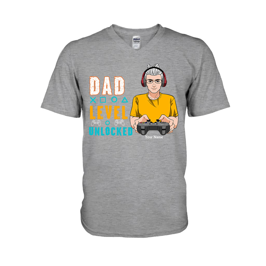 Dad Level Unlocked - Personalized Father's Day T-shirt and Hoodie