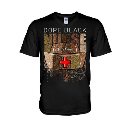 Dope Black Nurse - Personalized T-shirt and Hoodie With Faux Glitter Pattern Print