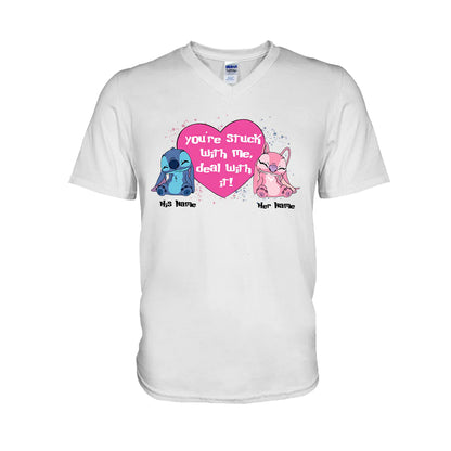 You're Stuck With Me, Deal With It - Personalized Couple Ohana T-shirt and Hoodie