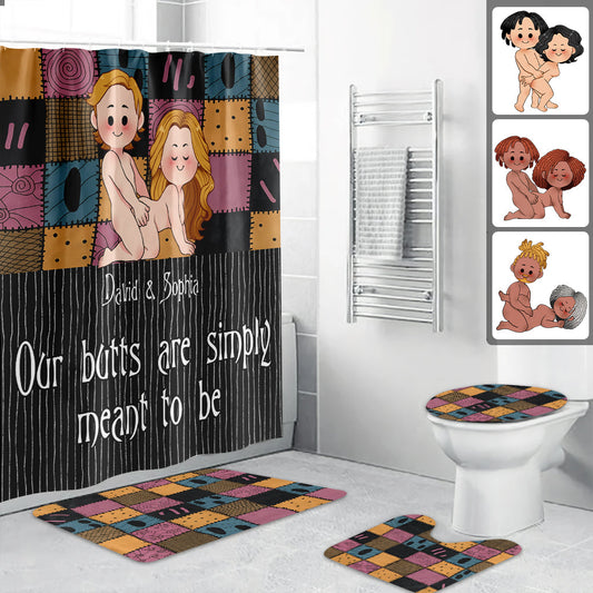 We're Simply Meant To Be Nightmare Naughty - Personalized Nightmare Bathroom Curtain & Mats Set