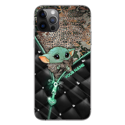 Too Cute I Am - Personalized The Force Phone Case With Leather Pattern Print