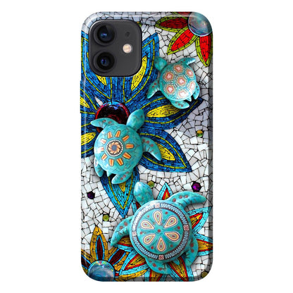 Turtles And Flowers Ceramic Pattern Print Phone Case