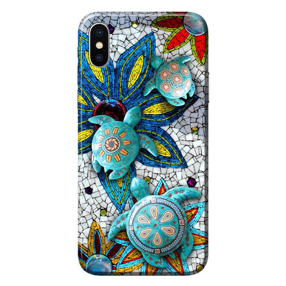 Turtles And Flowers Ceramic Pattern Print Phone Case