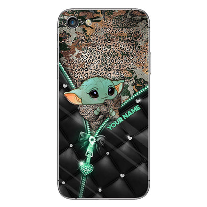 Too Cute I Am - Personalized The Force Phone Case With Leather Pattern Print