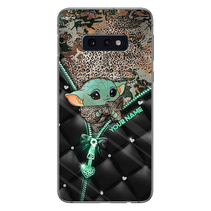 Too Cute I Am - Personalized The Force Phone Case With Leather Pattern Print