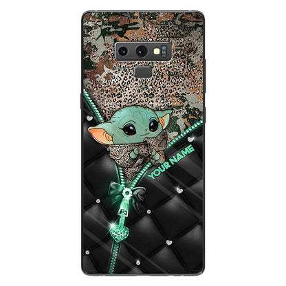 Too Cute I Am - Personalized The Force Phone Case With Leather Pattern Print