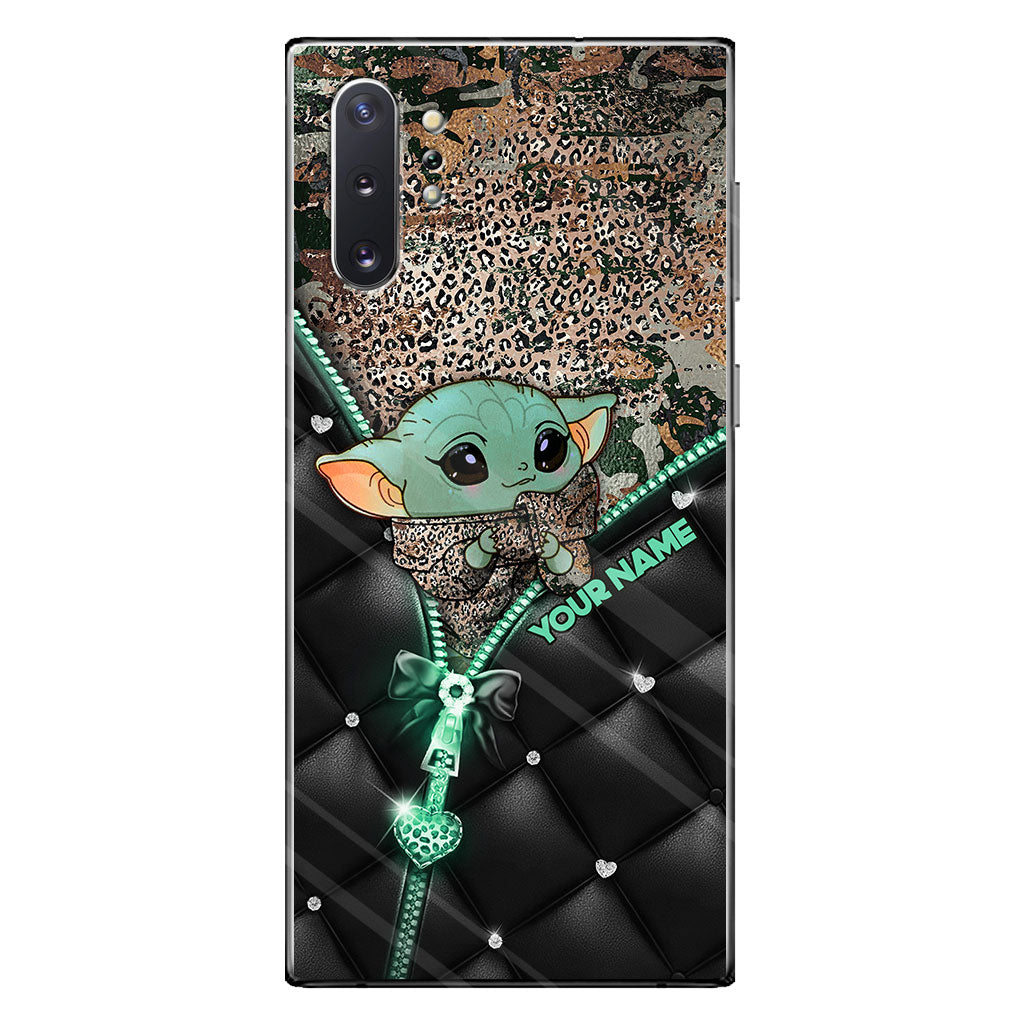 Too Cute I Am - Personalized The Force Phone Case With Leather Pattern Print