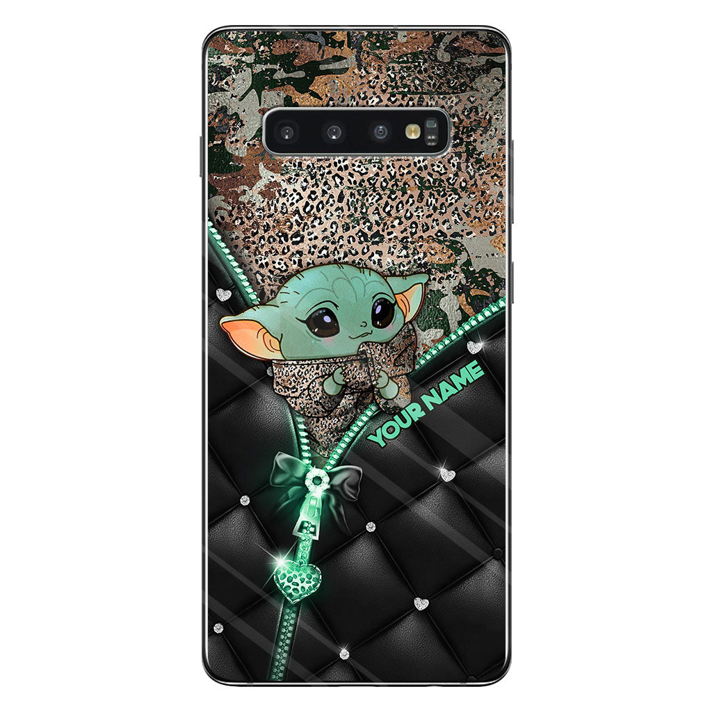 Too Cute I Am - Personalized The Force Phone Case With Leather Pattern Print